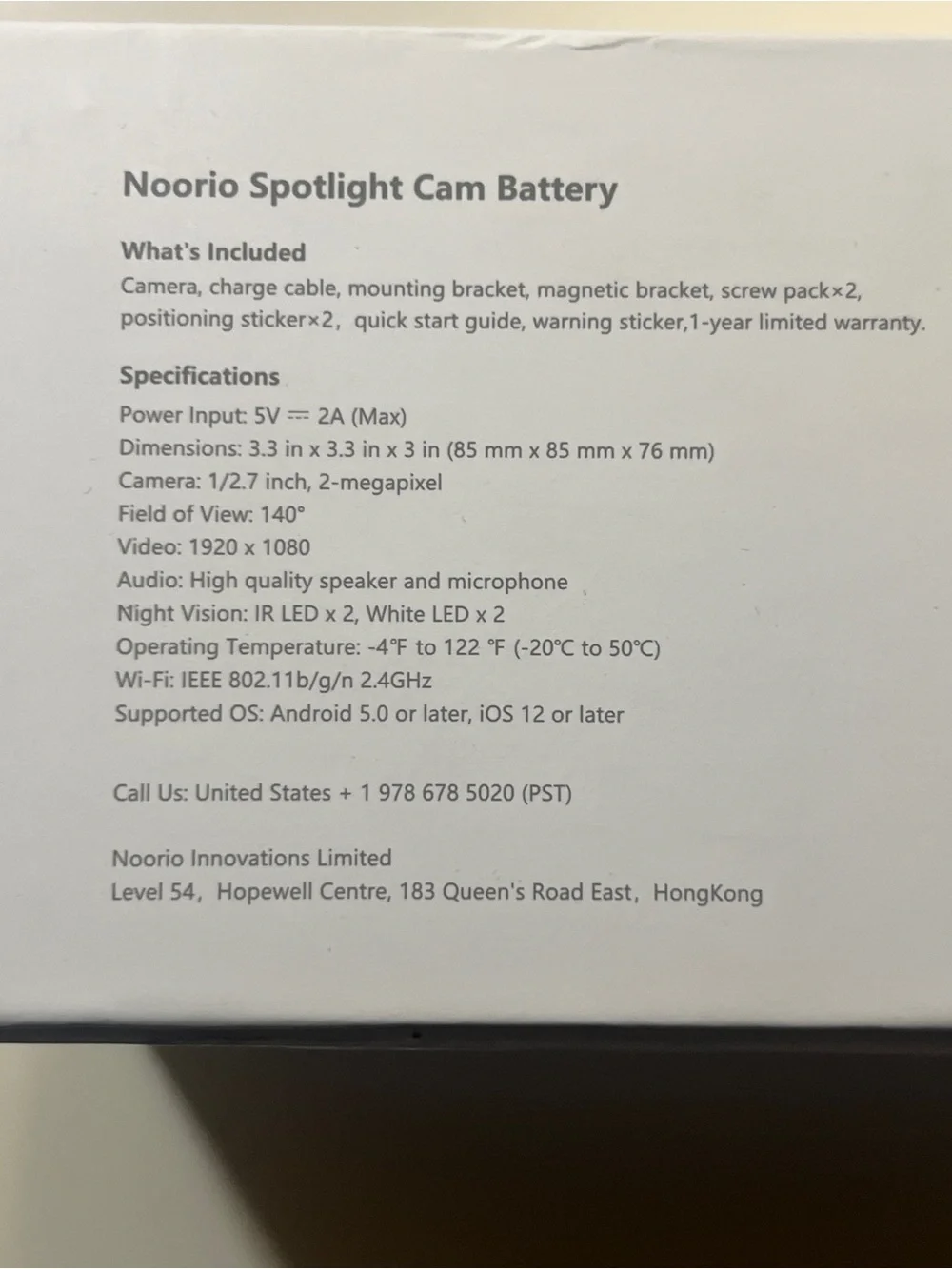 Noorio Spotlight Cam Battery - White and Black